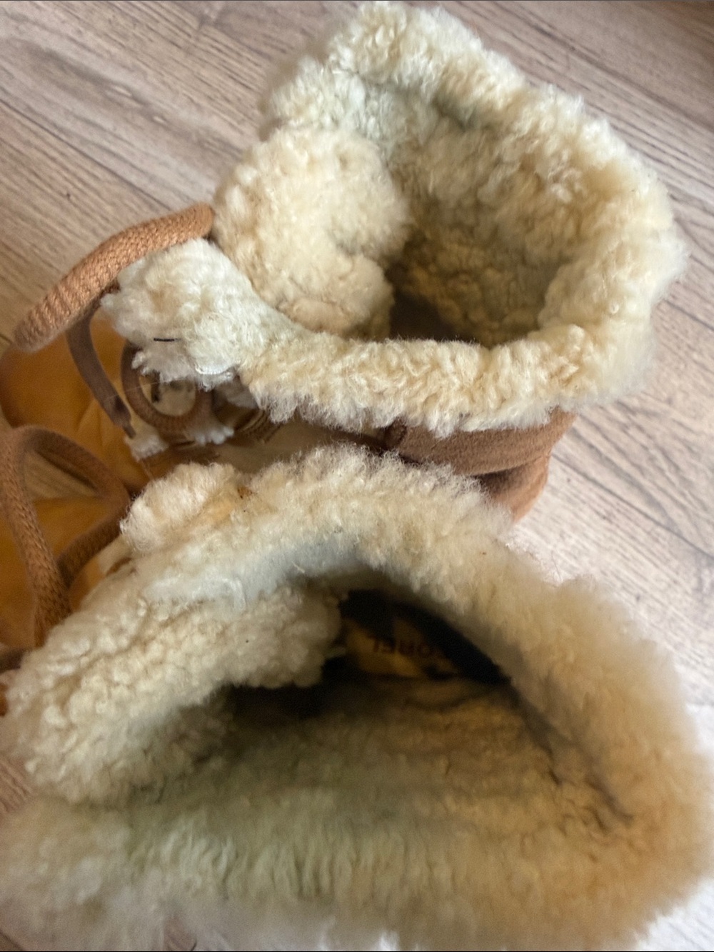 Sorel Joan Of Arc Wedge ll Shearling Suede Leather Tan Brown Boots Booties 8.5 - Picture 4 of 7